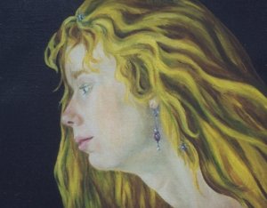 "Berenice" (Het haar dragend) 1998. 31 bij 24 cm. Olie op linnen.
