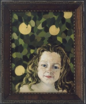 "Hesperide" (Bewaakster gouden appelen) 1998. 24 bij 19 cm. Olie op linnen.
